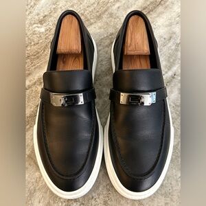 HERMES MIND LOAFER Black Noir Loafer Sneaker Leather Shoe 8.5/41.5 Kelly Birkin